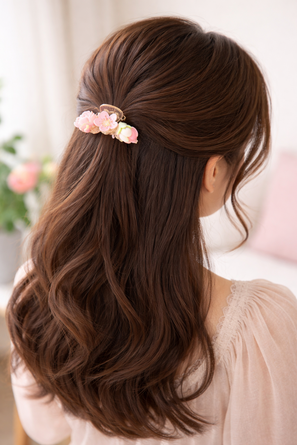 Ceramic Flower Hair Claw - Medium