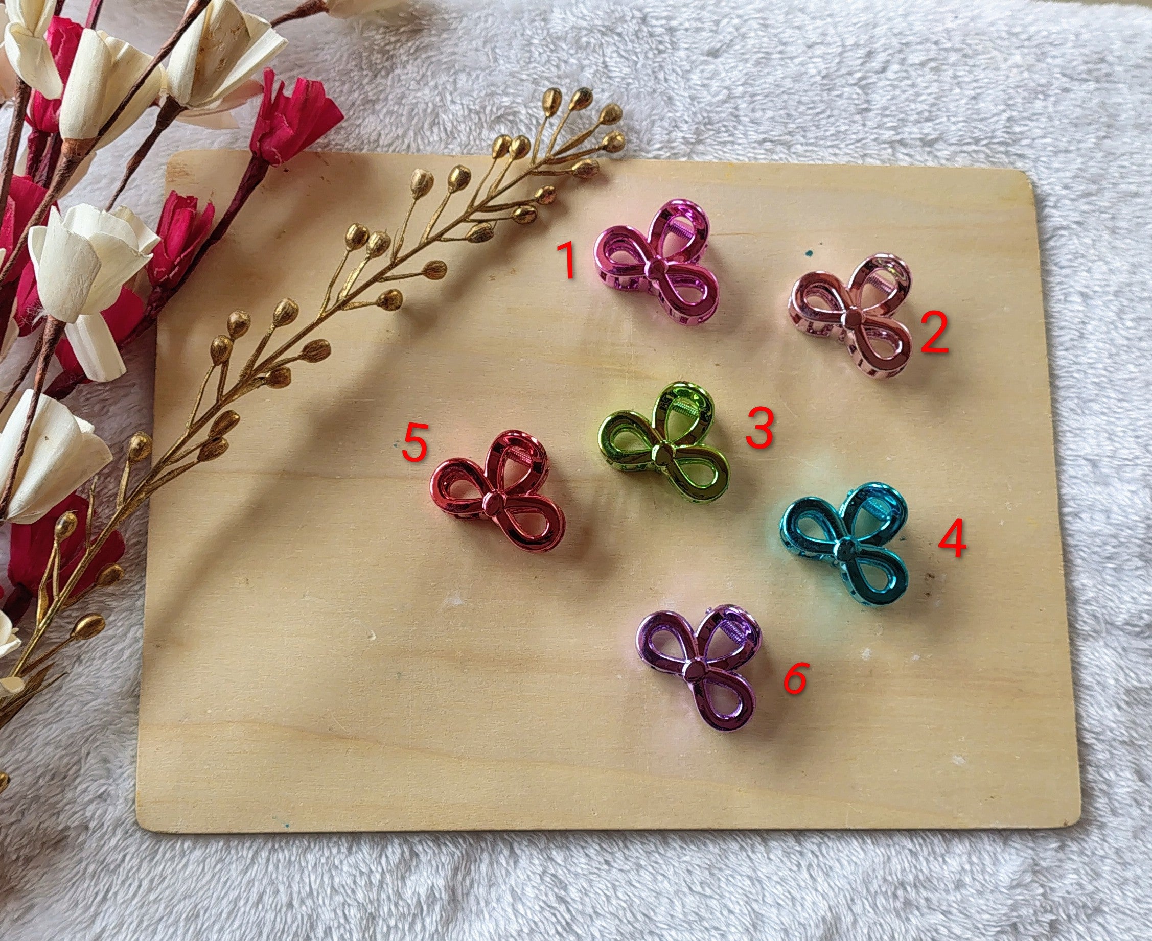 METALIC LITTLE BOW KOREAN HAIRCLAWS