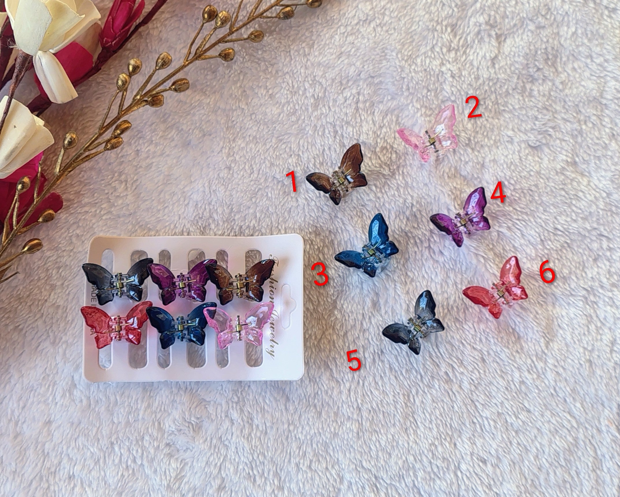 Hair claw small butterfly glassy multicolour clutcher
