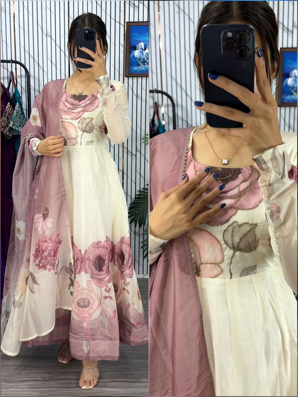 Royal Organza Silk Anarkali Set