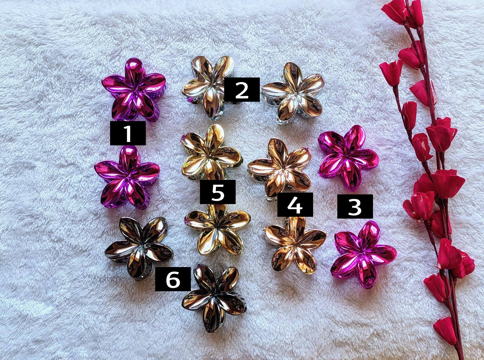 Metallic Flower hair clip