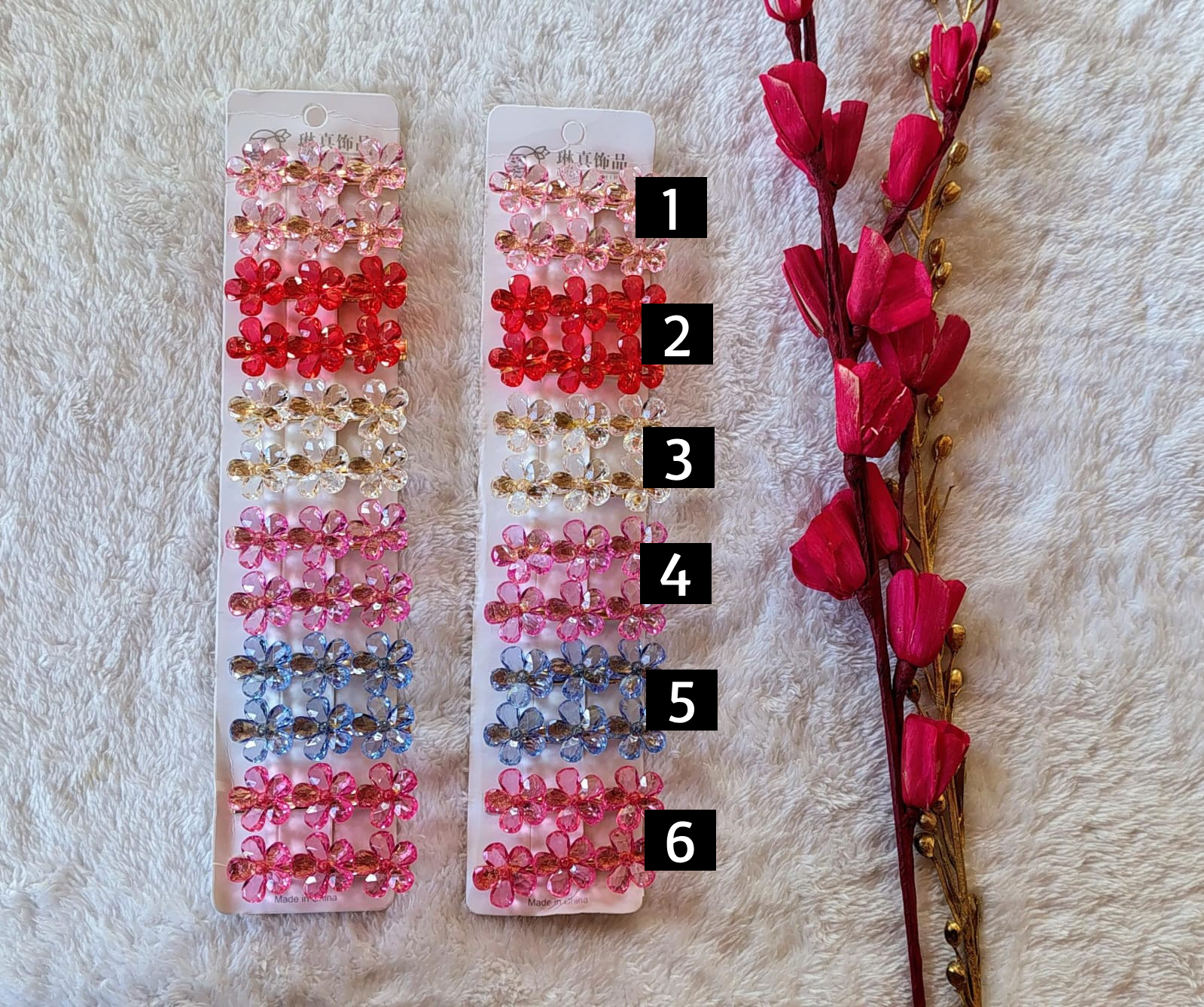 Crystal Floral clips