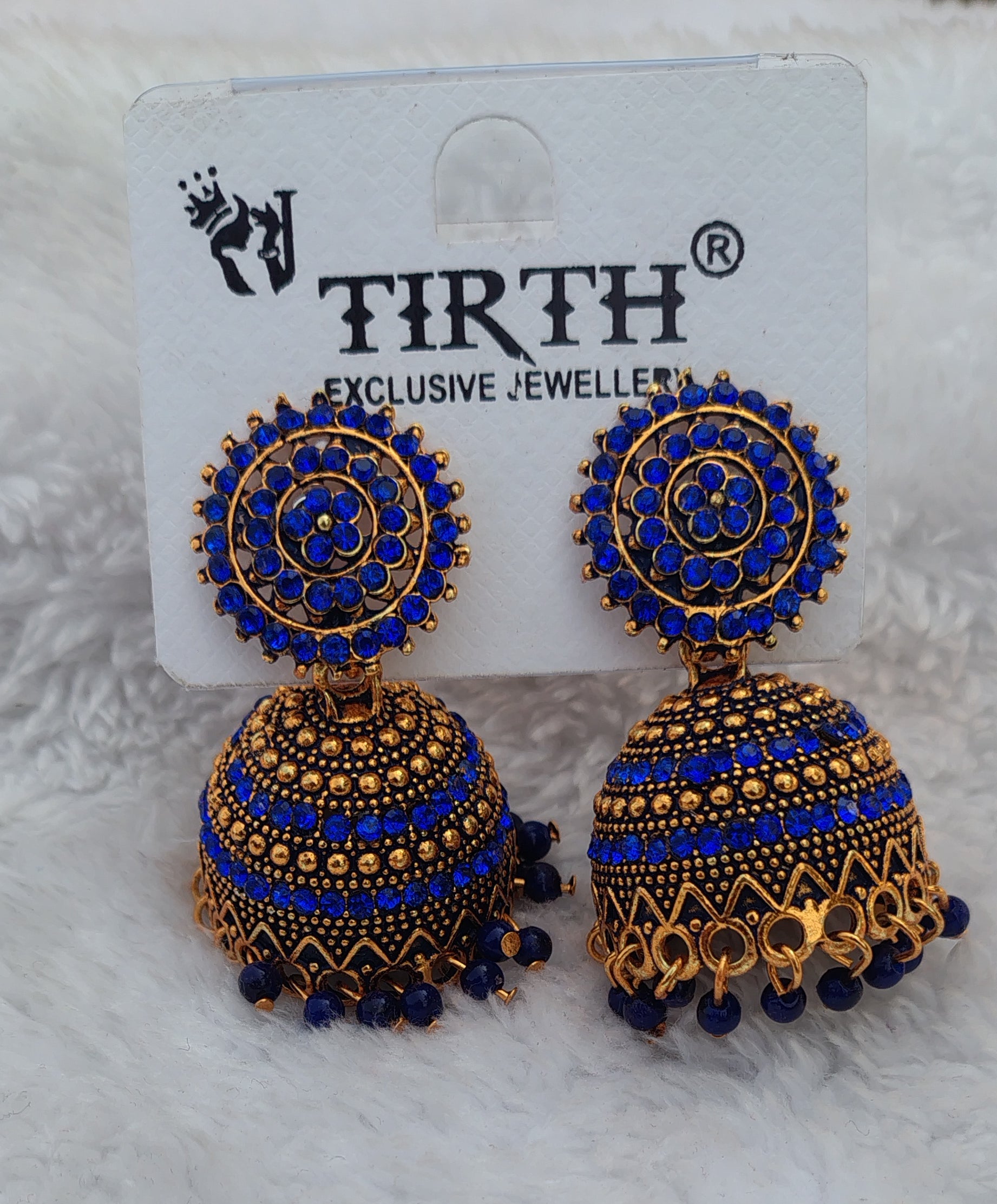 Traditional Stone Jimikki Earrings – Multi Color | Ethnic Temple Jhumka