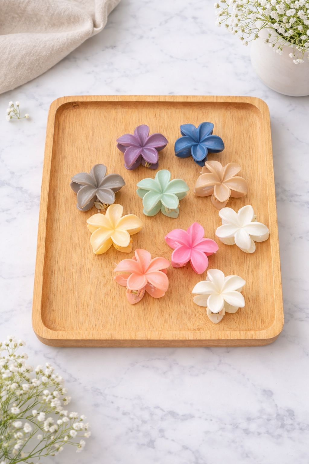 Pastel Flower Hair Clips Set