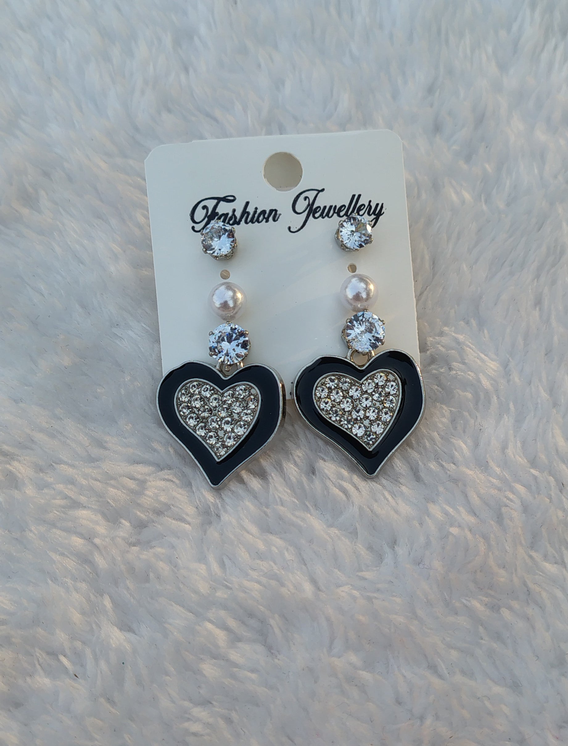 Elegant Stone Heart Drop Earrings -3 sets