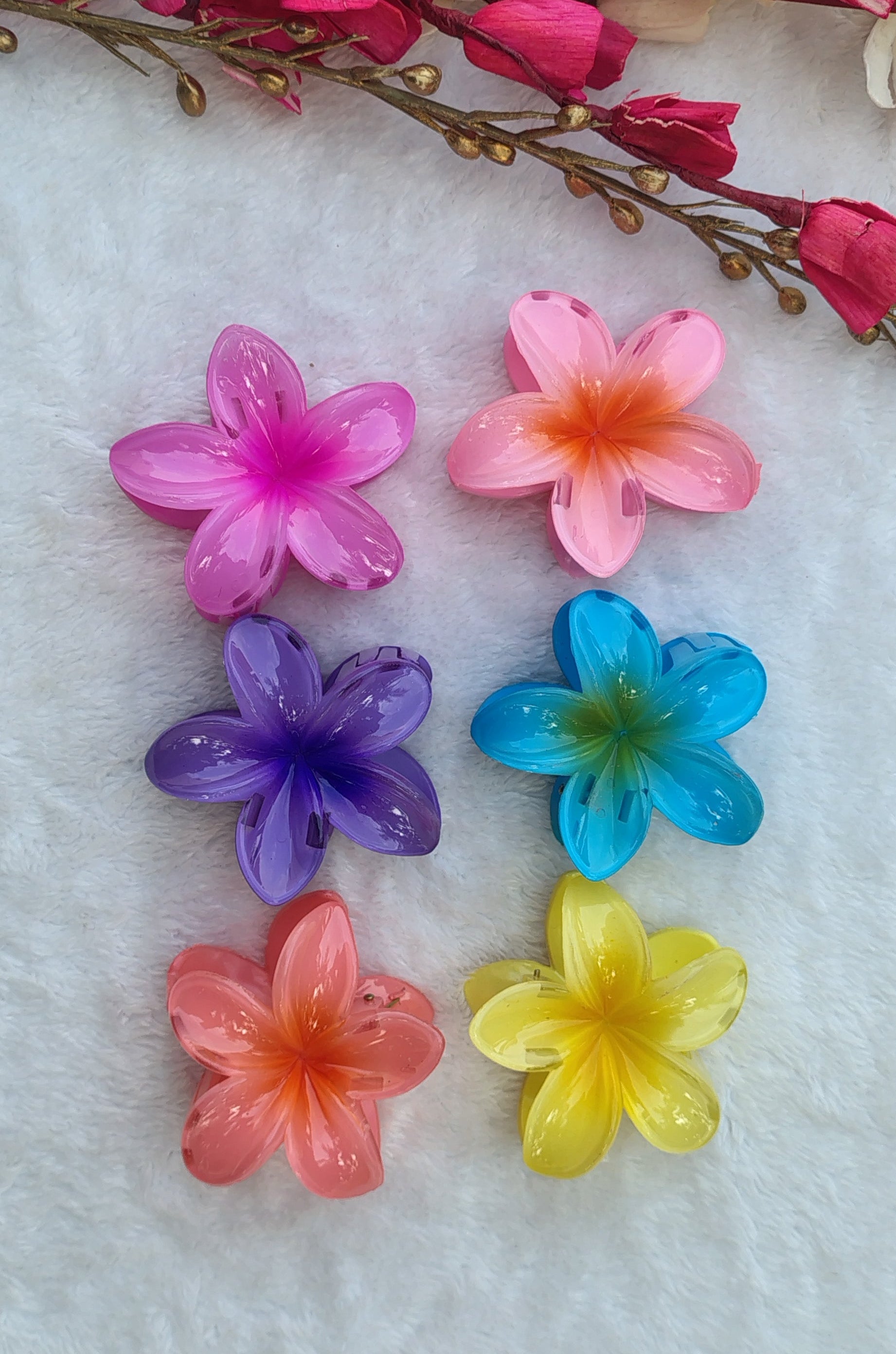 Glossy Flower Hair Clips