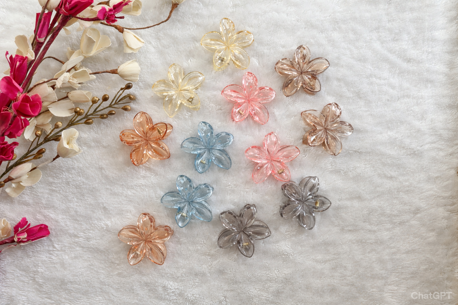 Transparent Plumeria Flower Hair Claw Clip – Medium Size