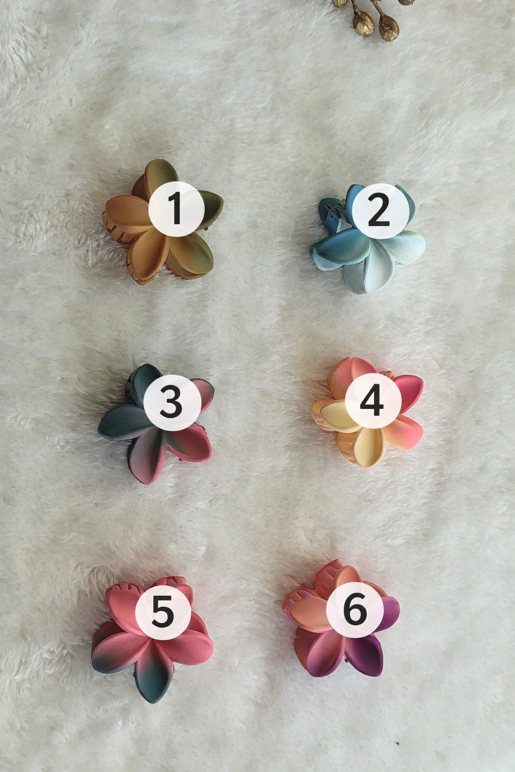 Double shaded Pastel Flower Hair Clips for Girls & Women | Cute Floral Mini Claw Clips