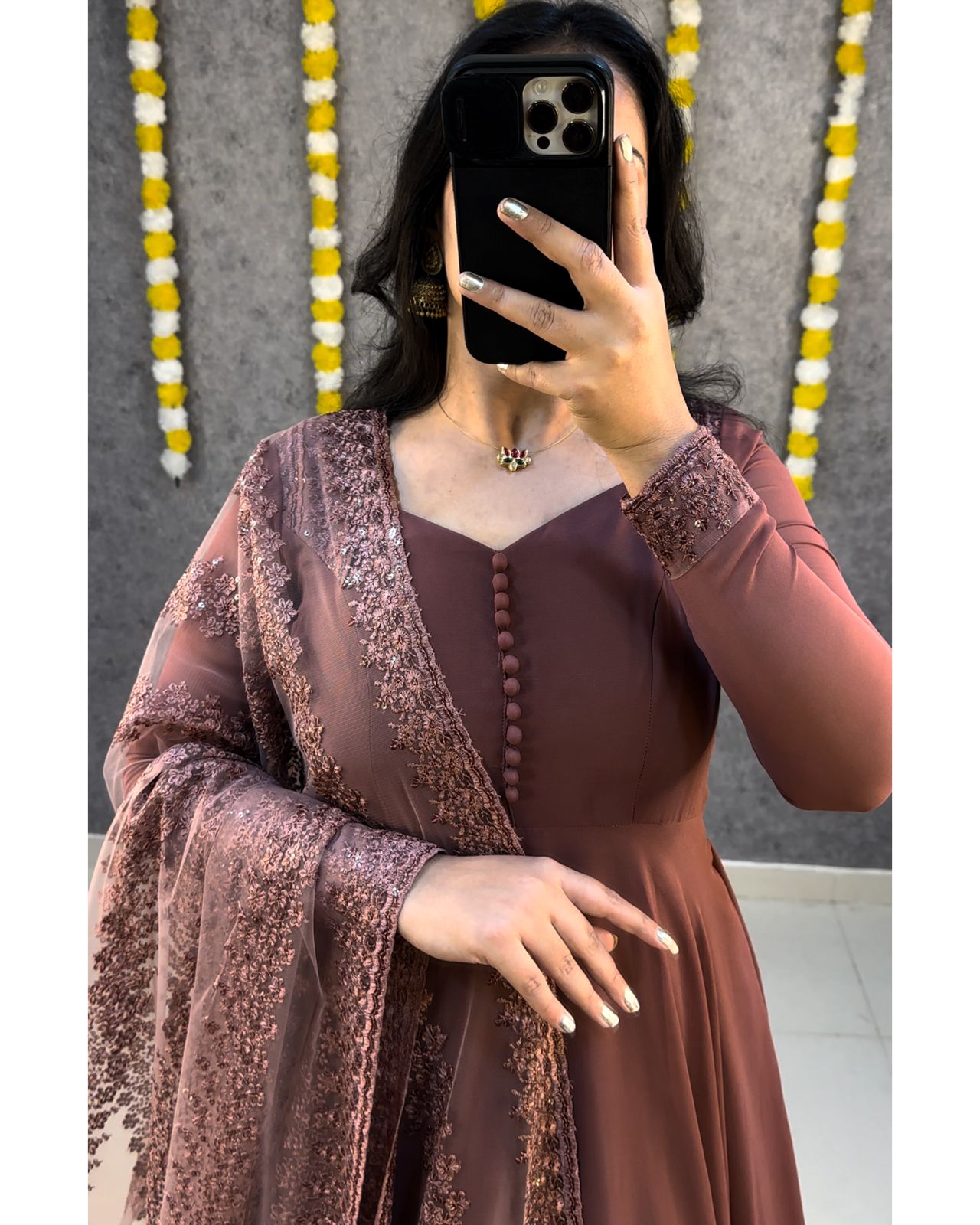 Embroidered Anarkali Set with Dupatta