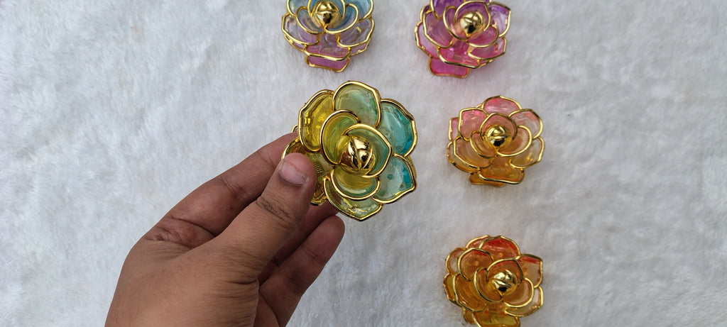 Premium Golden Rose Flower Hair Clips