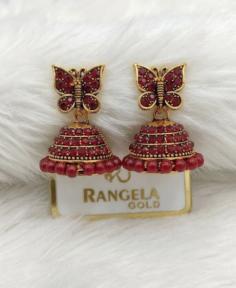 Butterfly Jhumka Earrings for Women | Traditional Oxidized Gold Finish