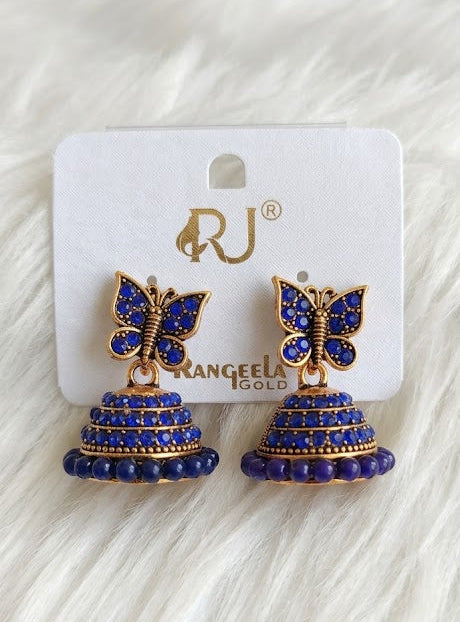 Butterfly Jhumka Earrings for Women | Traditional Oxidized Gold Finish