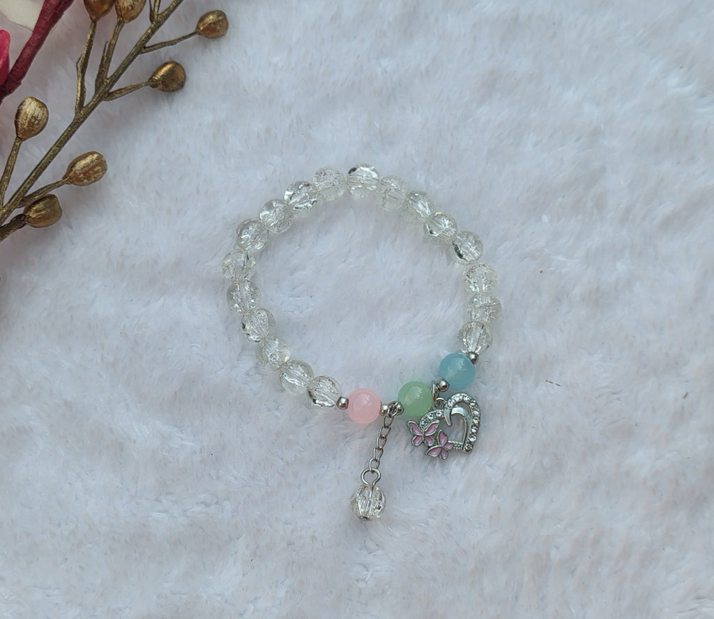 Cute Crystal Beaded Bracelet with heart Charm