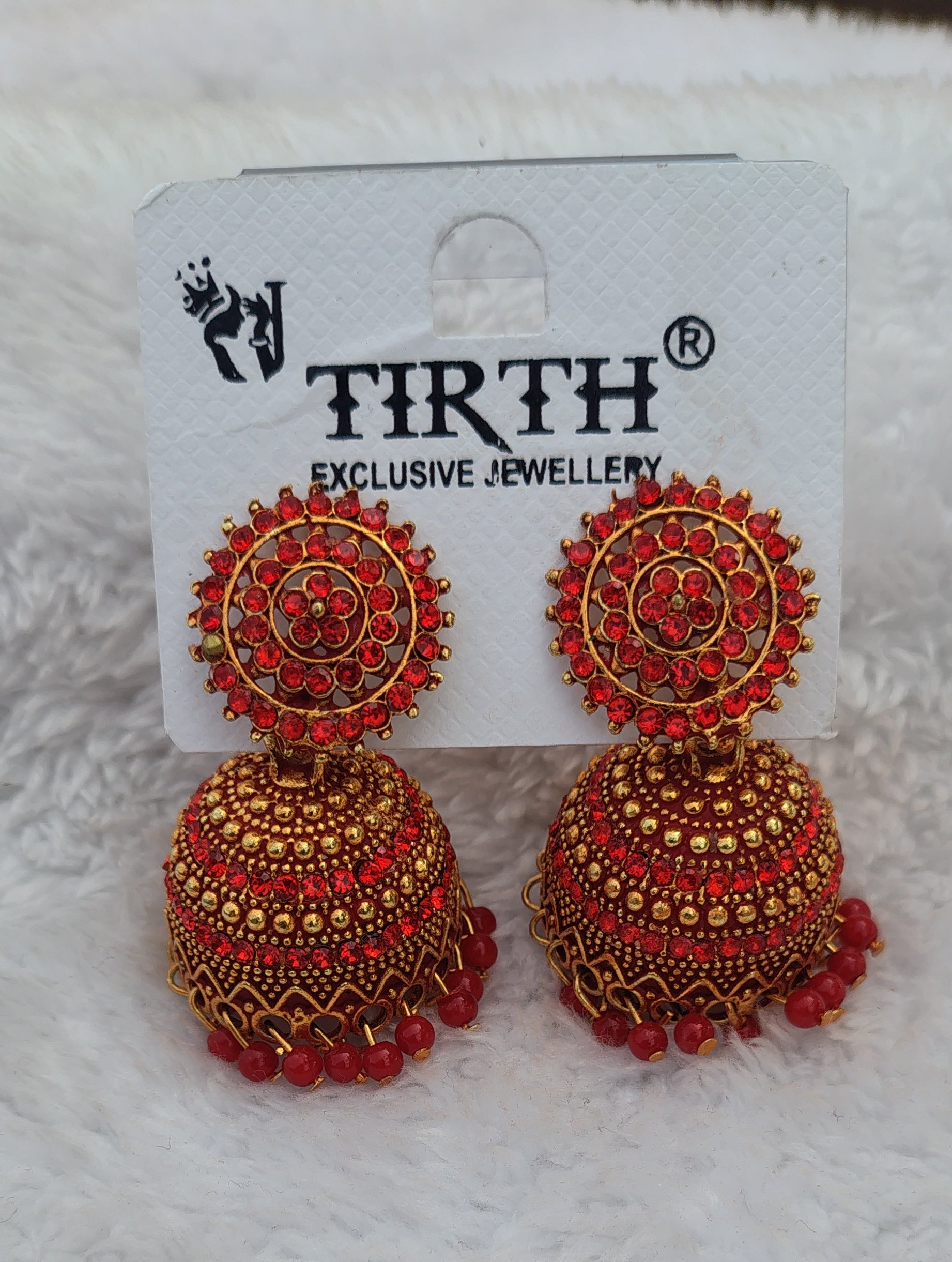 Traditional Stone Jimikki Earrings – Multi Color | Ethnic Temple Jhumka