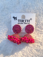 Traditional Stone Jimikki Earrings – Multi Color | Ethnic Temple Jhumka