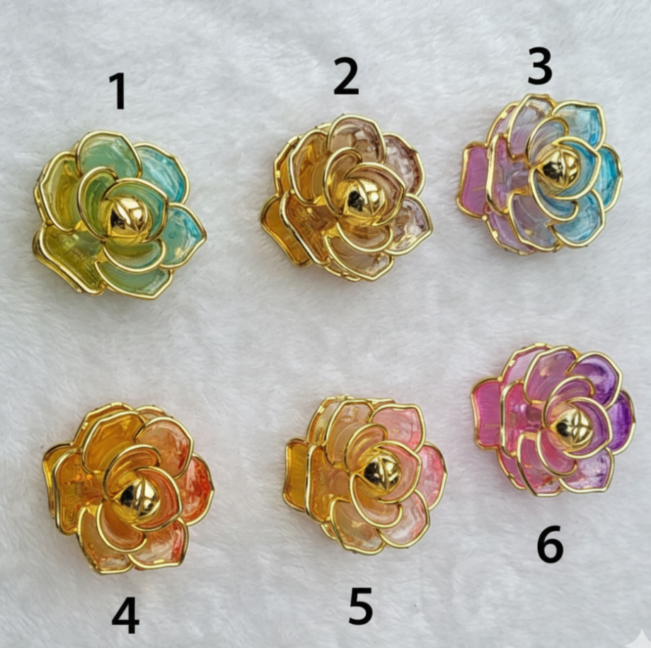 Premium Golden Rose Flower Hair Clips