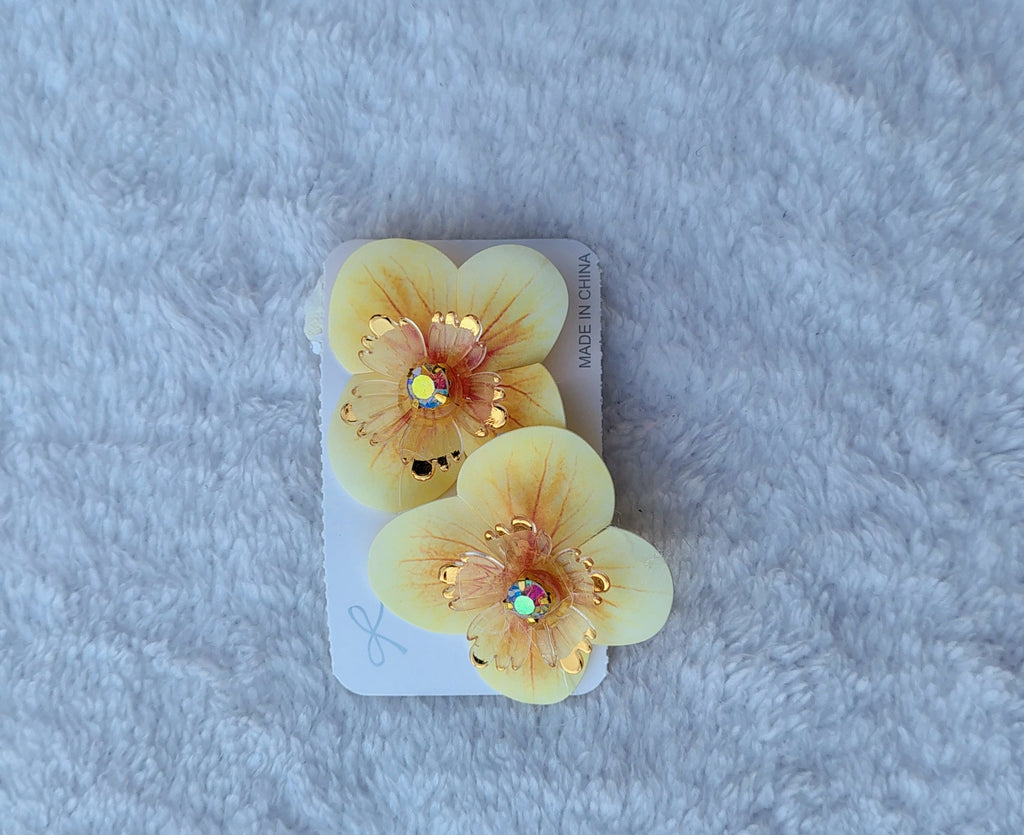 Aurora Floral Hair Clips with Crystal Centers – Set of 2