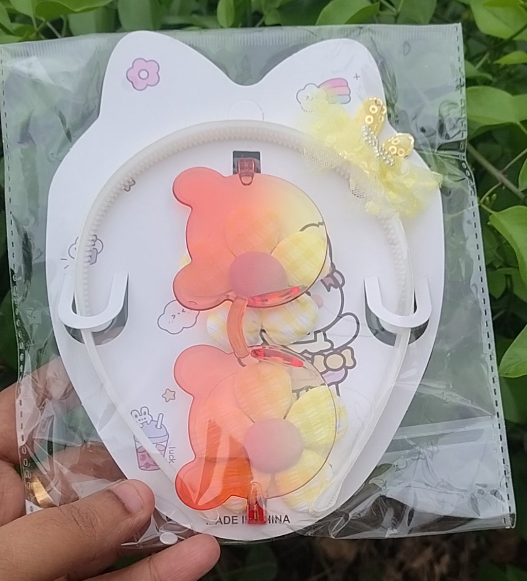 Cute Baby Hair Accessories Set | Headband ,Glass & Hair Clips Combo