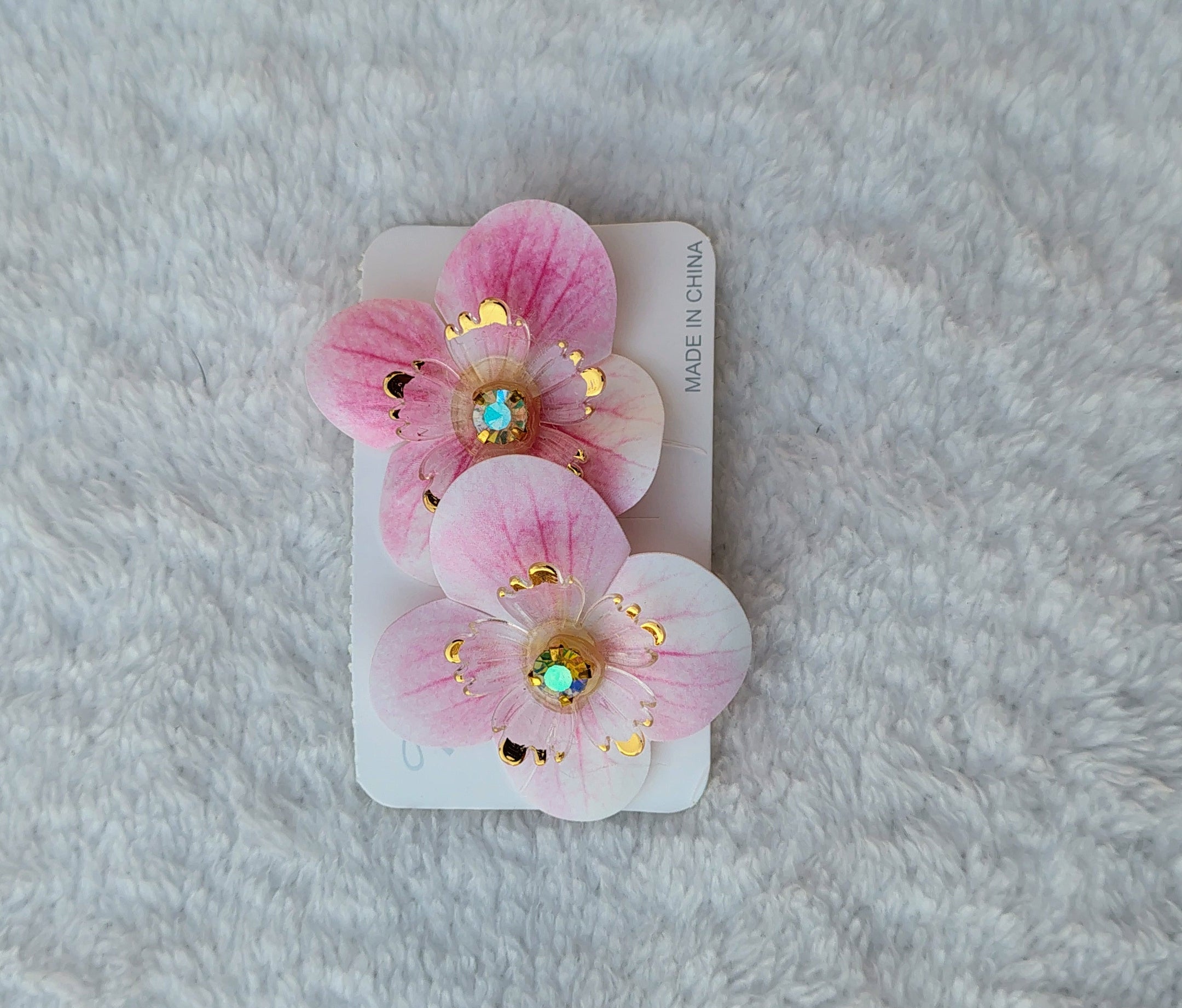 Aurora Floral Hair Clips with Crystal Centers – Set of 2