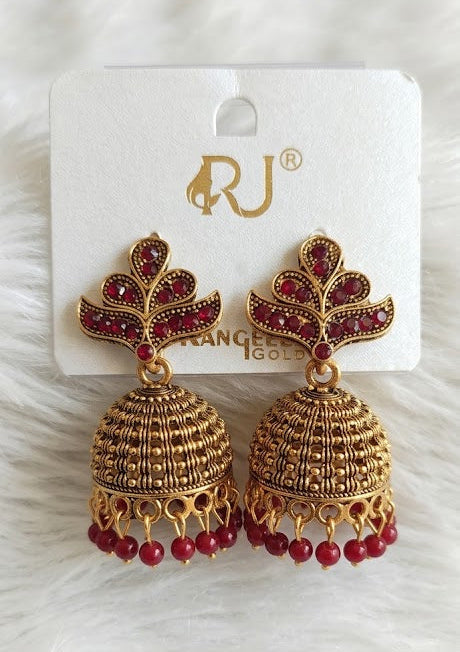 Antique  Stone Jhumka Earrings | Traditional Ethnic Jewellery for Women