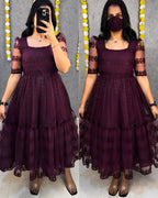 Beautiful flower-embroidery sequence work frocks