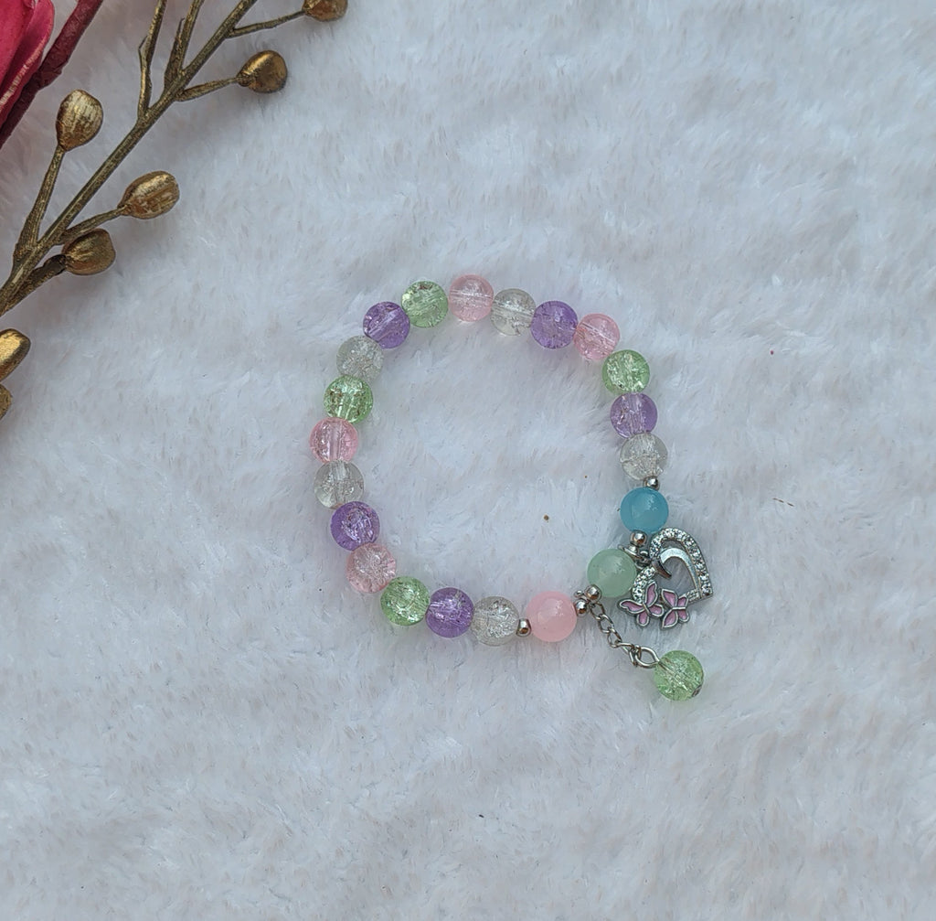 Cute Crystal Beaded Bracelet with heart Charm