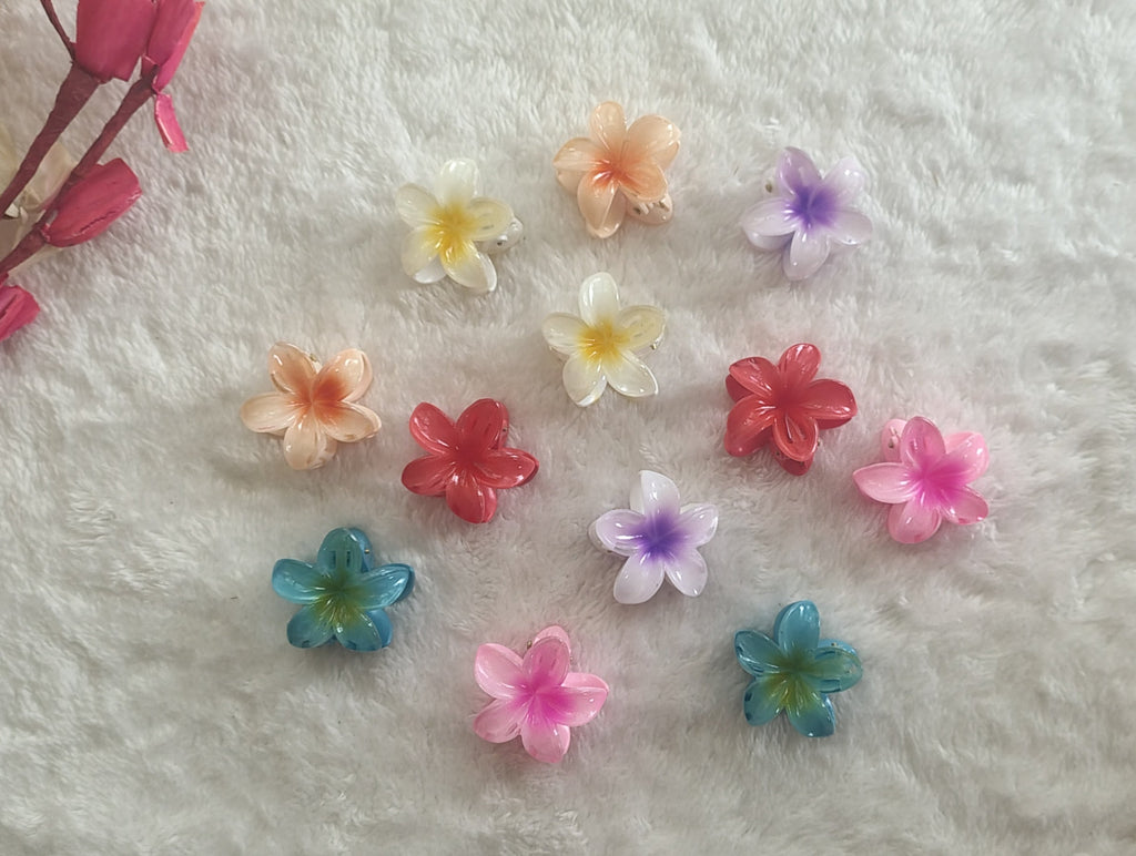 Premium Glossy Flower Hair Claw Clip – Small Size