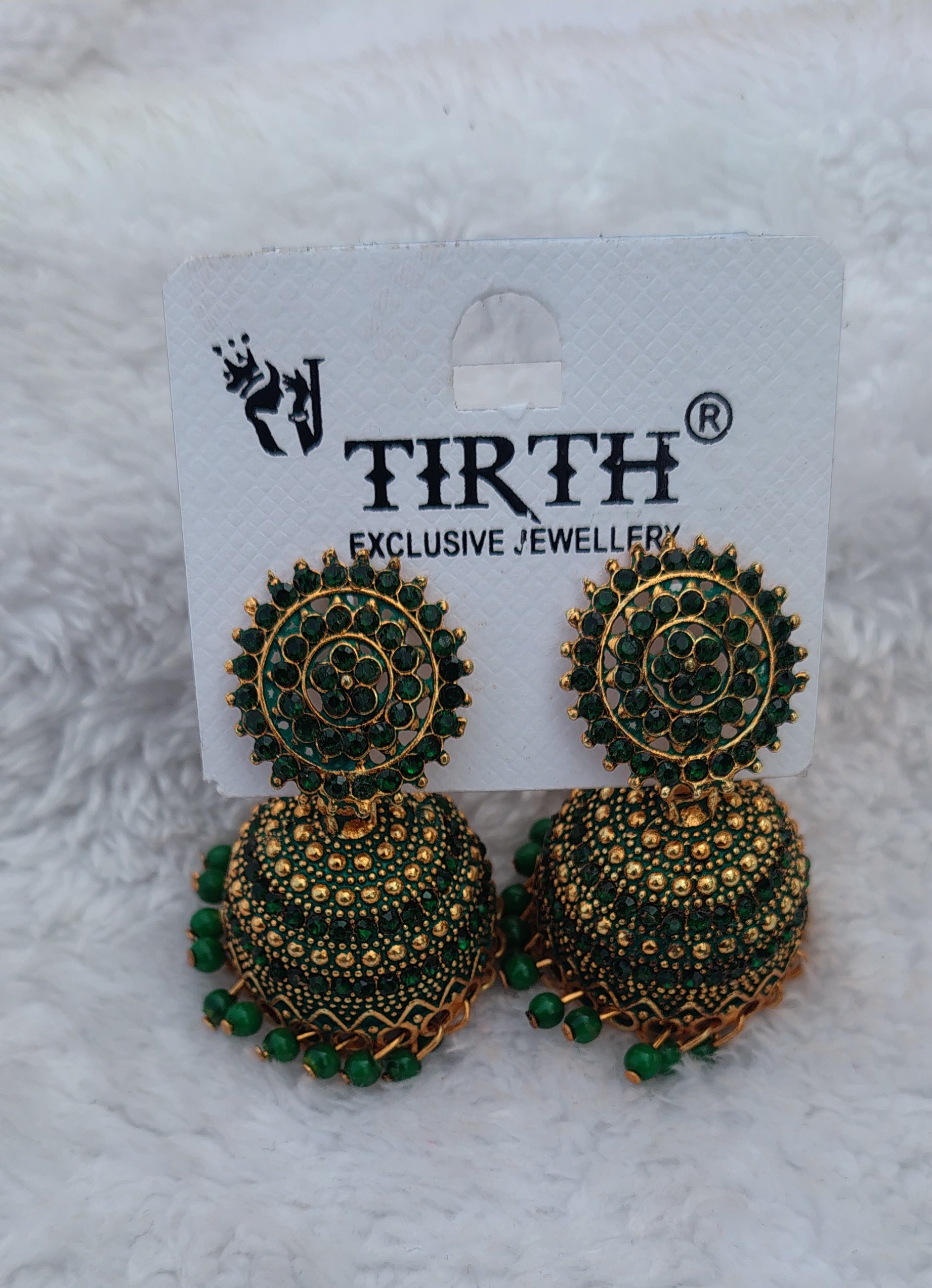 Traditional Stone Jimikki Earrings – Multi Color | Ethnic Temple Jhumka