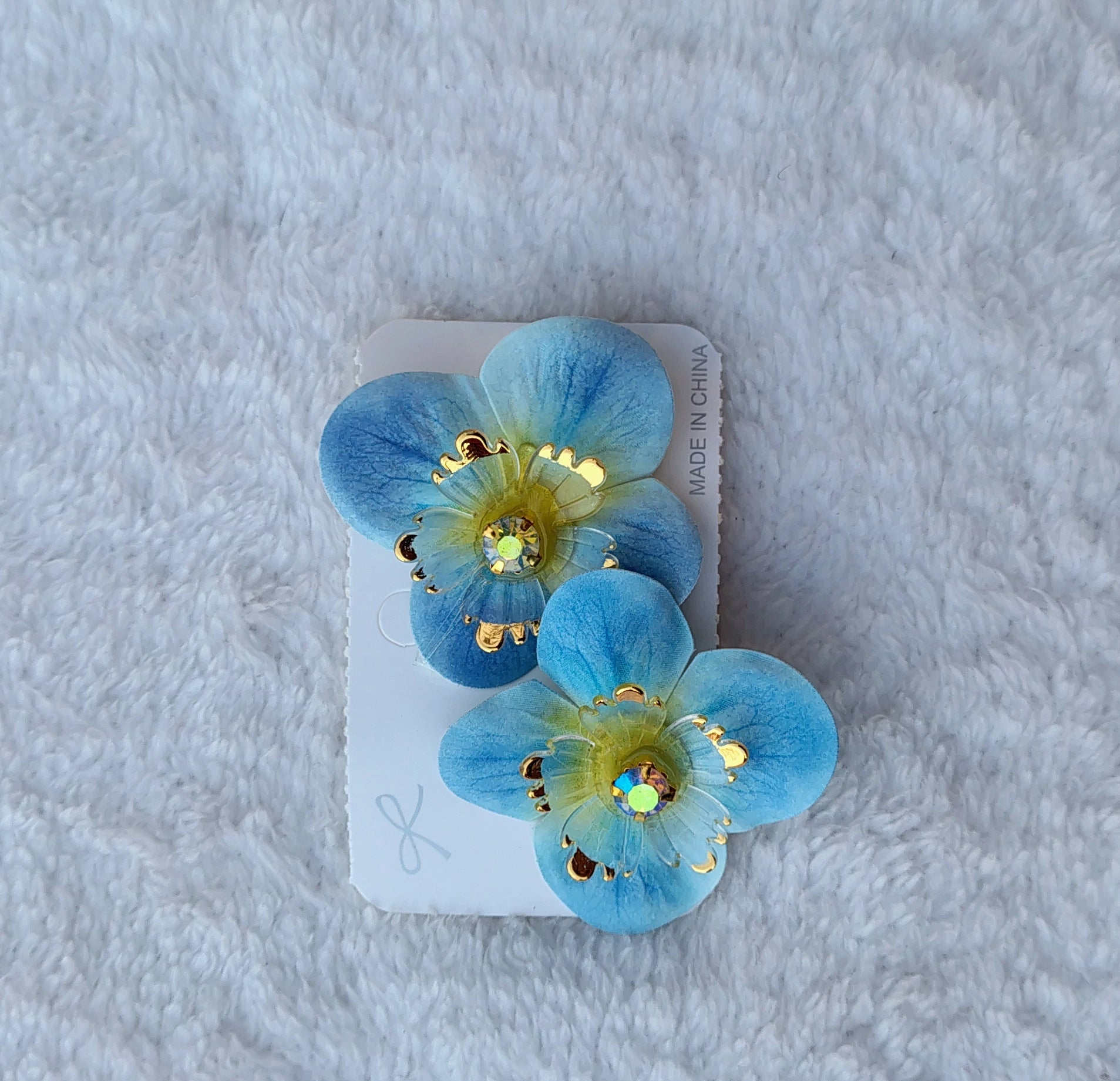Aurora Floral Hair Clips with Crystal Centers – Set of 2