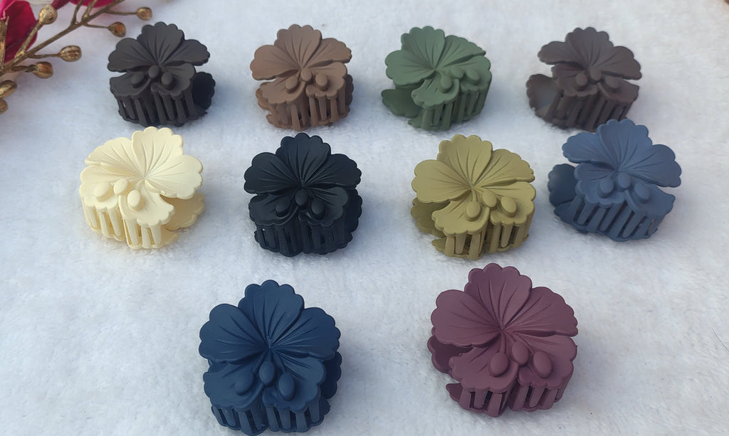 Matte flower hair claw clips in multiple colors for women and girls
