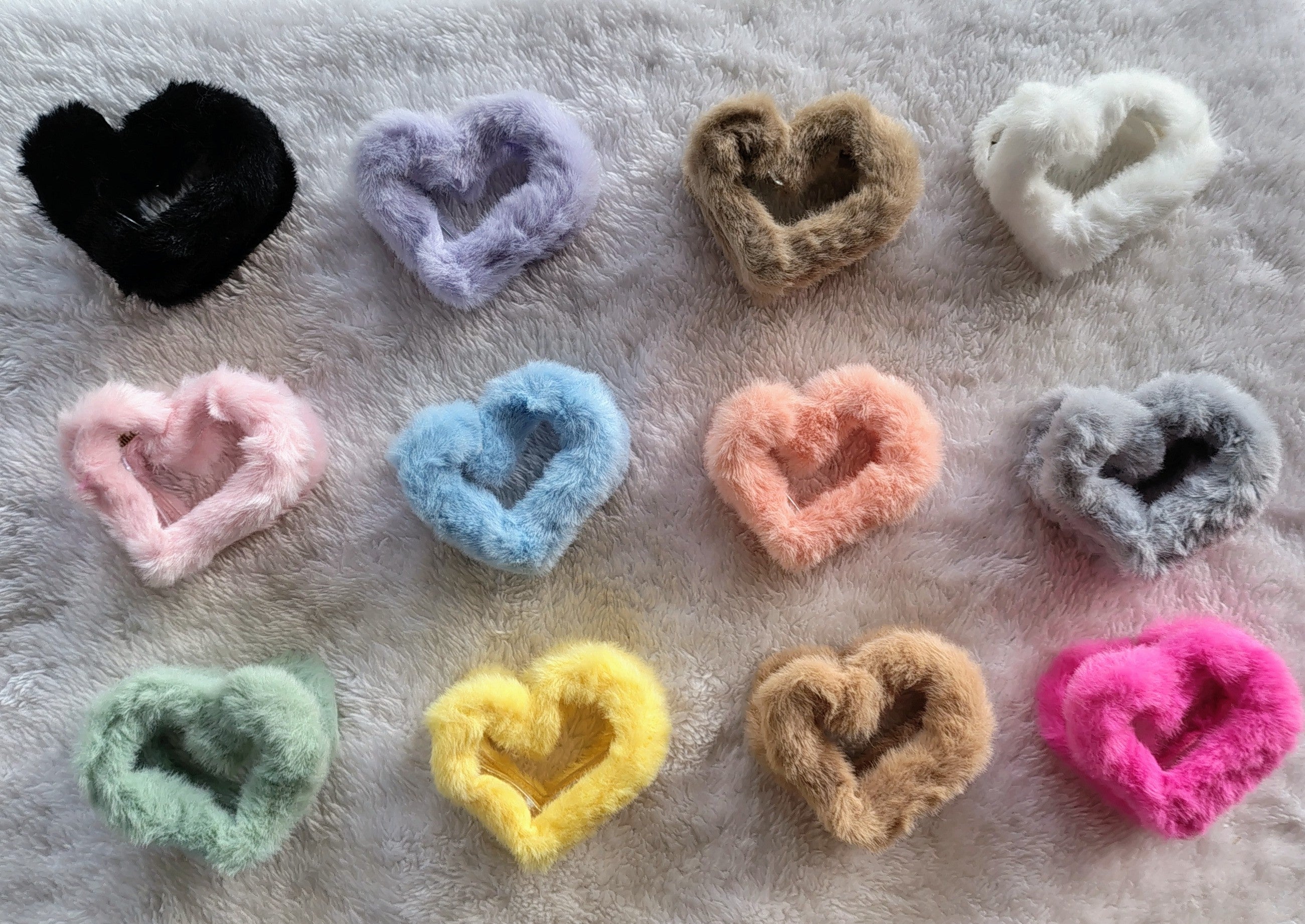 Heart Shape Fur Hair Claw Clip for Women & Girls