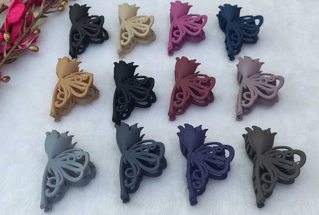 Matte Butterfly Hair Claw Clips