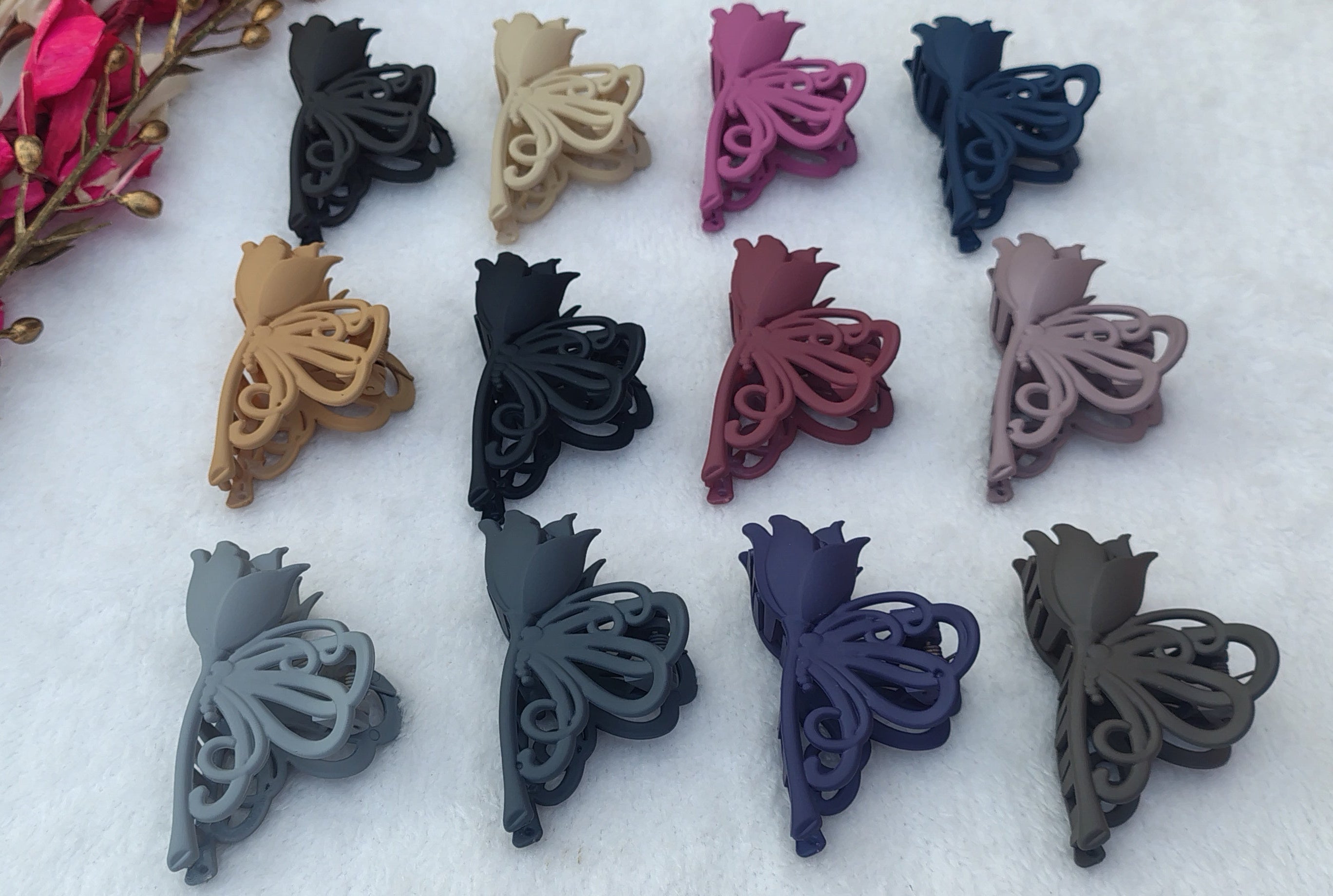 Matte Butterfly Hair Claw Clips
