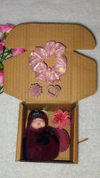 Sleeping Doll Gift Box with Scrunchie & Hair Accessories Combo 🎀