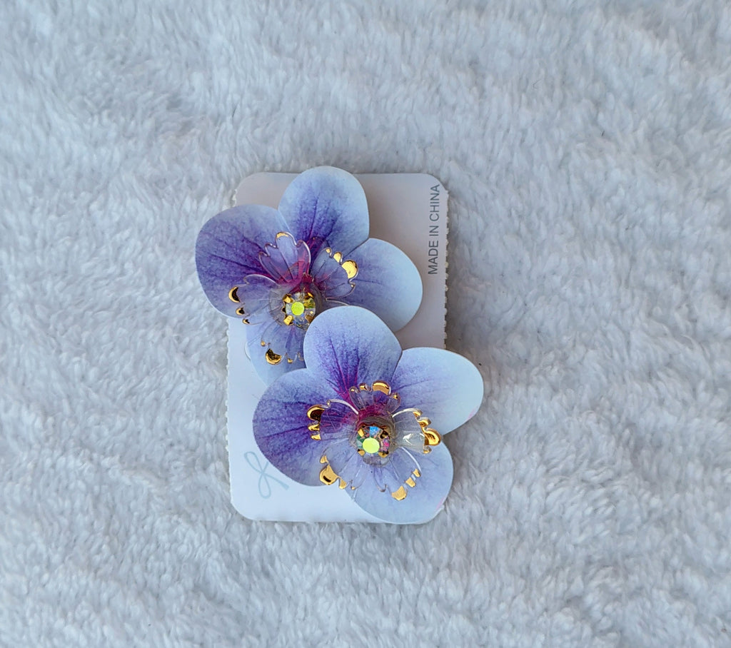Aurora Floral Hair Clips with Crystal Centers – Set of 2