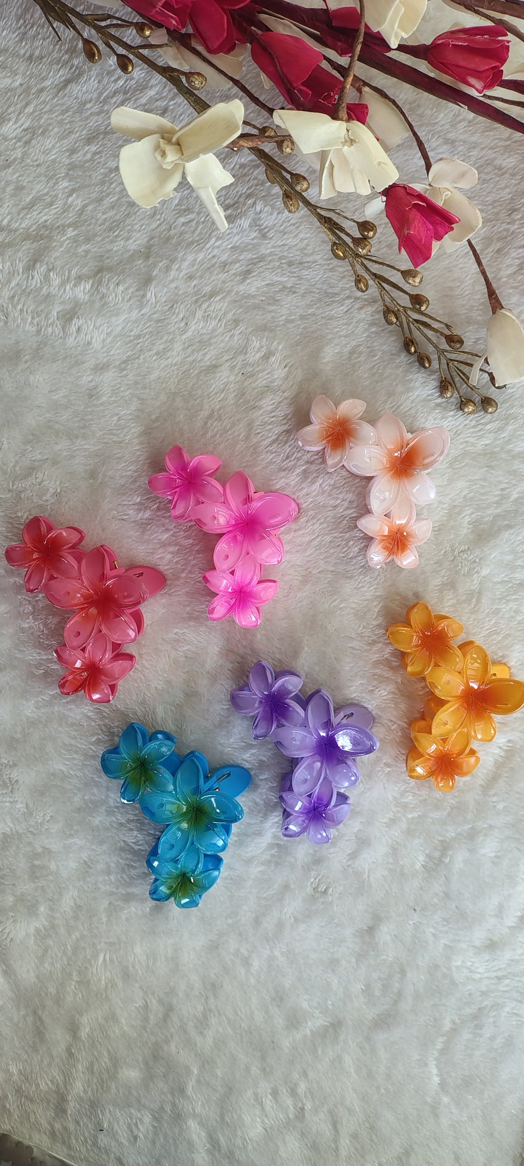 Glassy Floral Clip for long hair