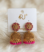 Floral Stud Antique Gold Jhumka Earrings