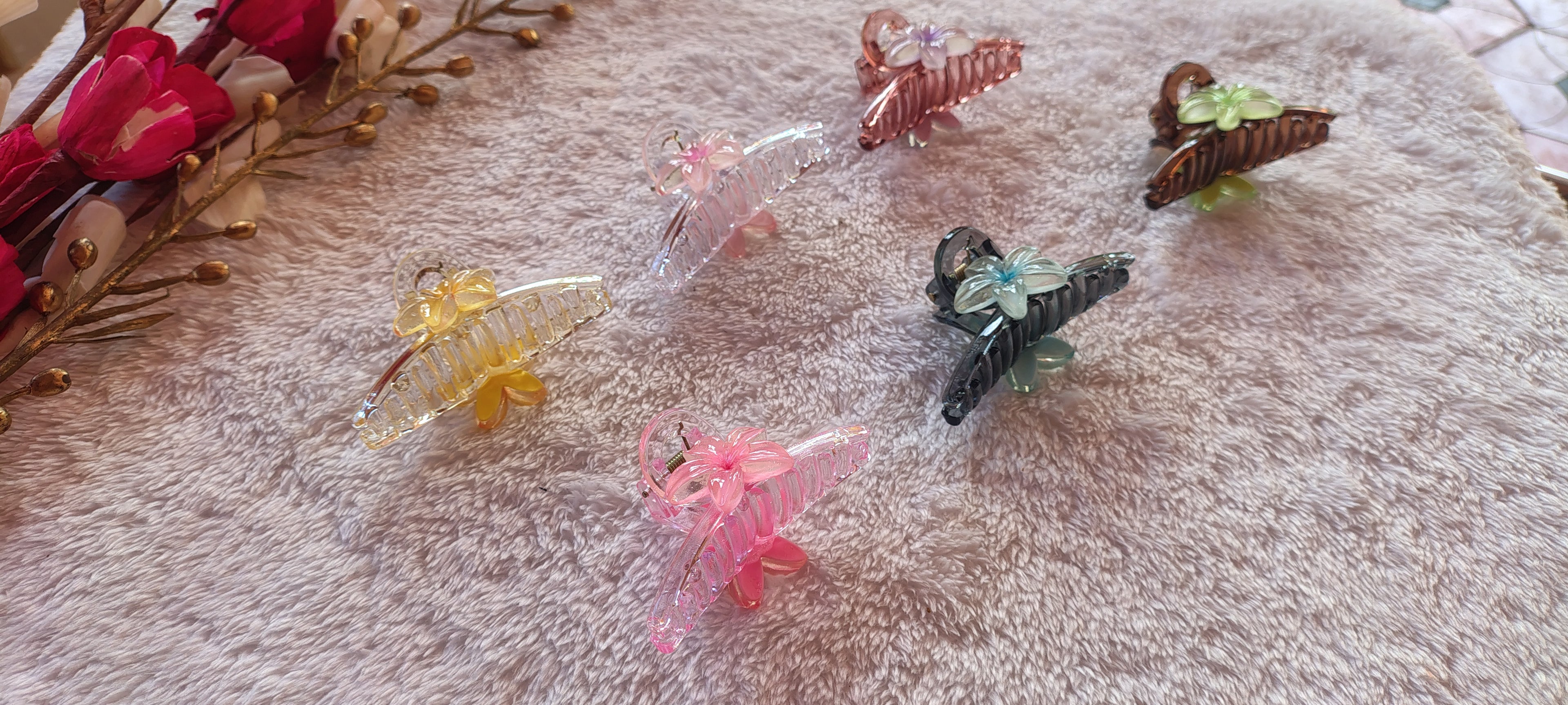 Floral Acrylic Mini Hair Clips