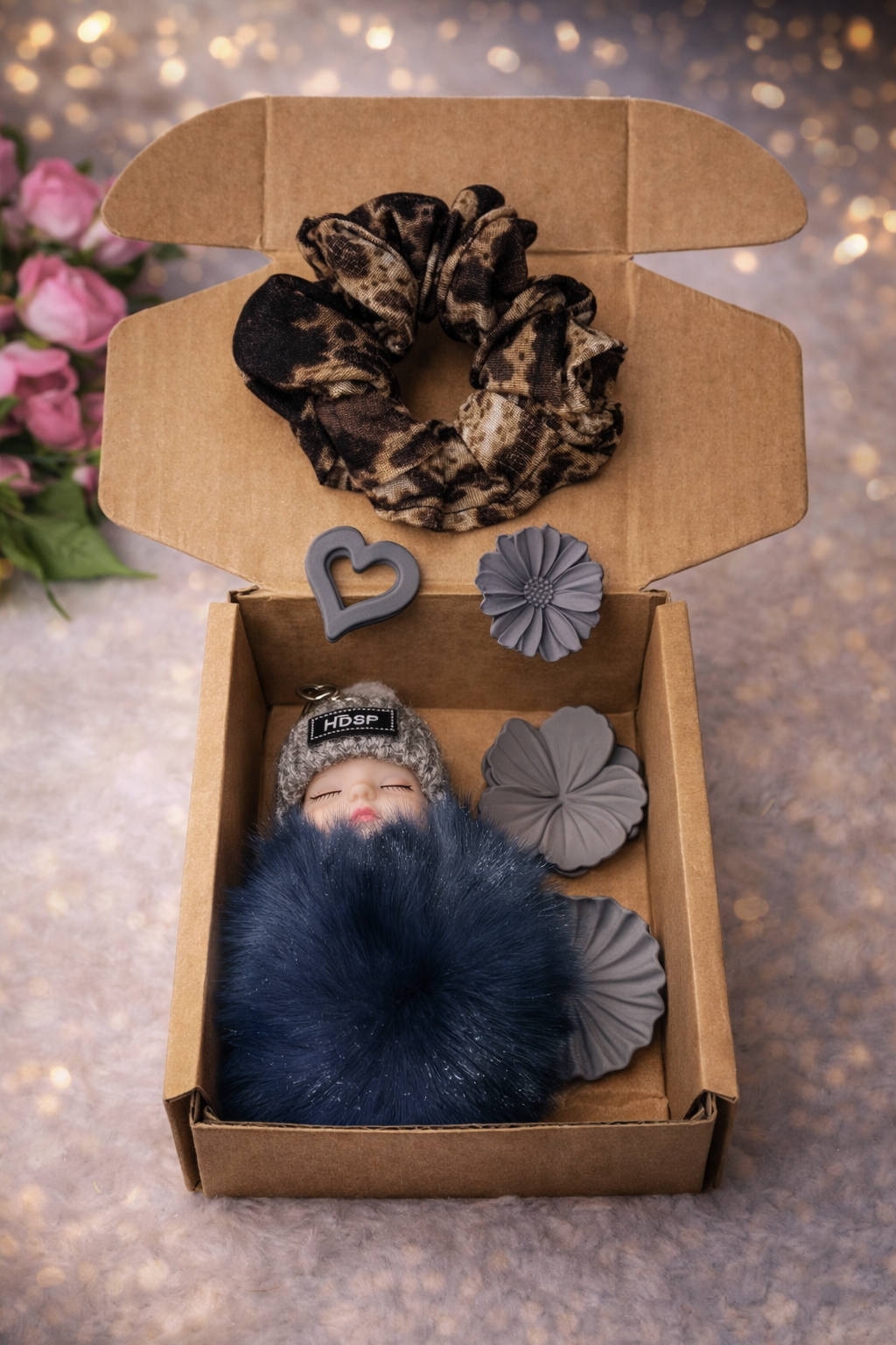 Sleeping Doll Gift Box with Scrunchie & Hair Accessories Combo 🎀