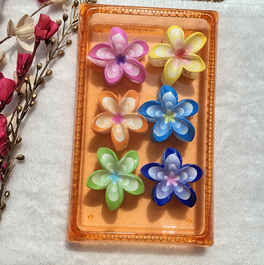 Plumeria Flower Hair Clips – Dual Shade - Big