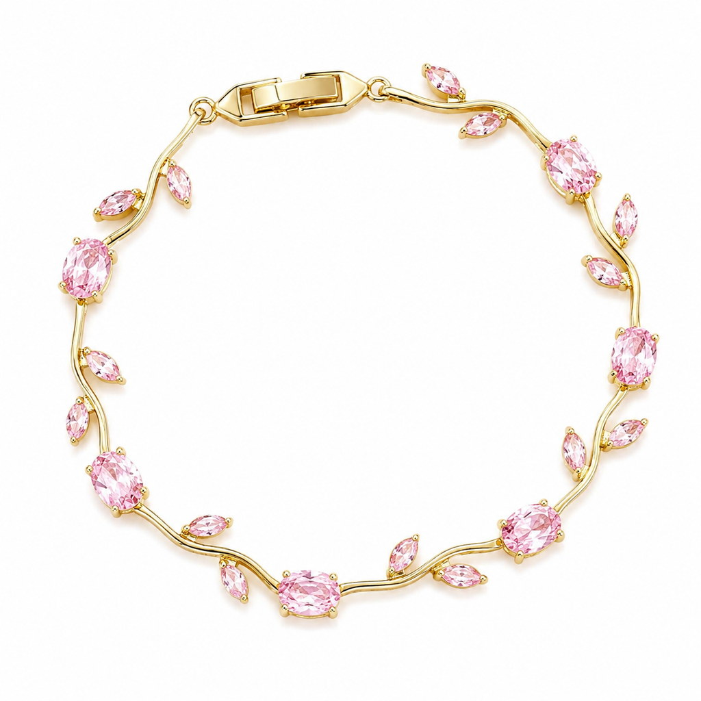 Anti Tarnish Tulip Bracelet – Black Stone Gold Plated Bracelet for Women