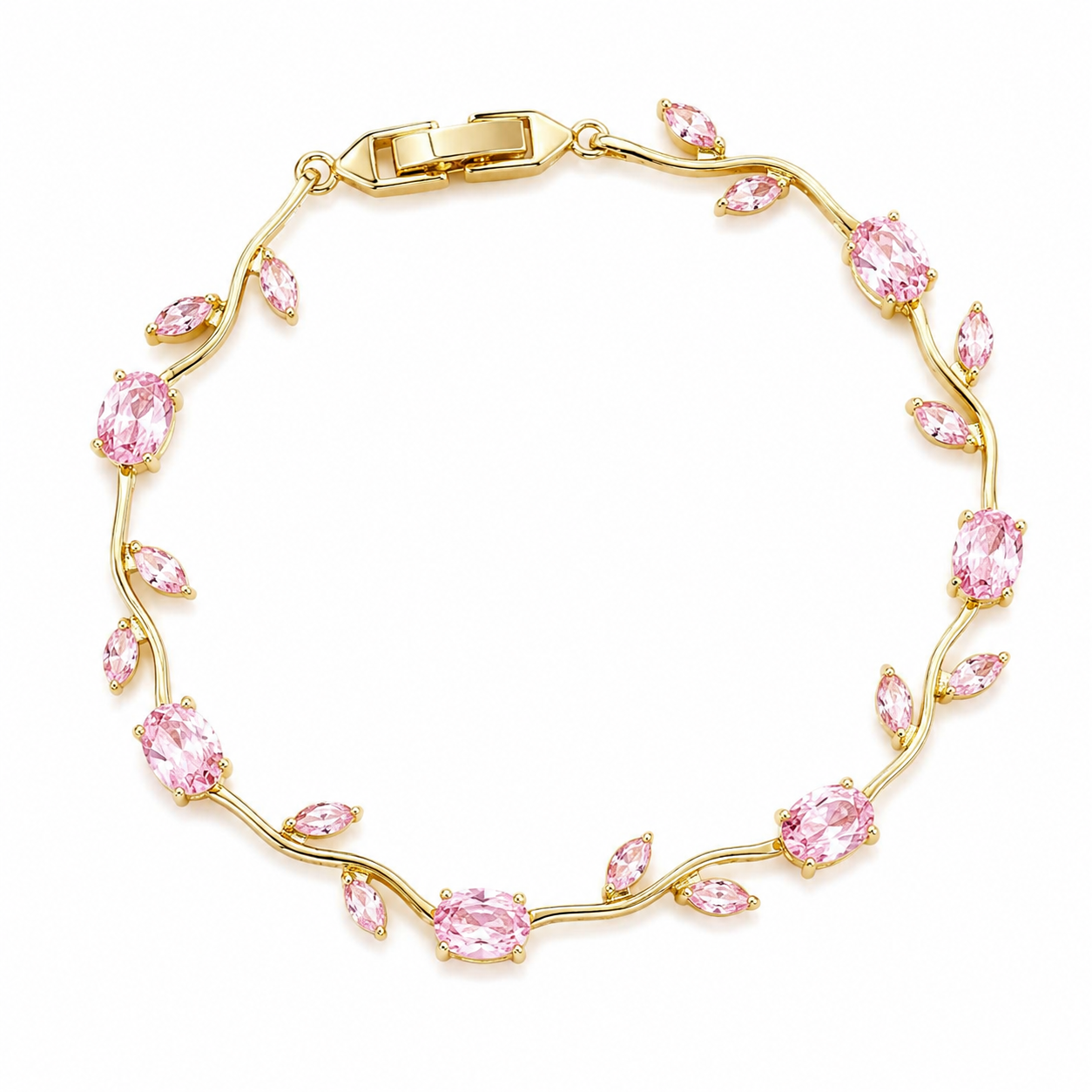 Anti Tarnish Tulip Bracelet – Black Stone Gold Plated Bracelet for Women