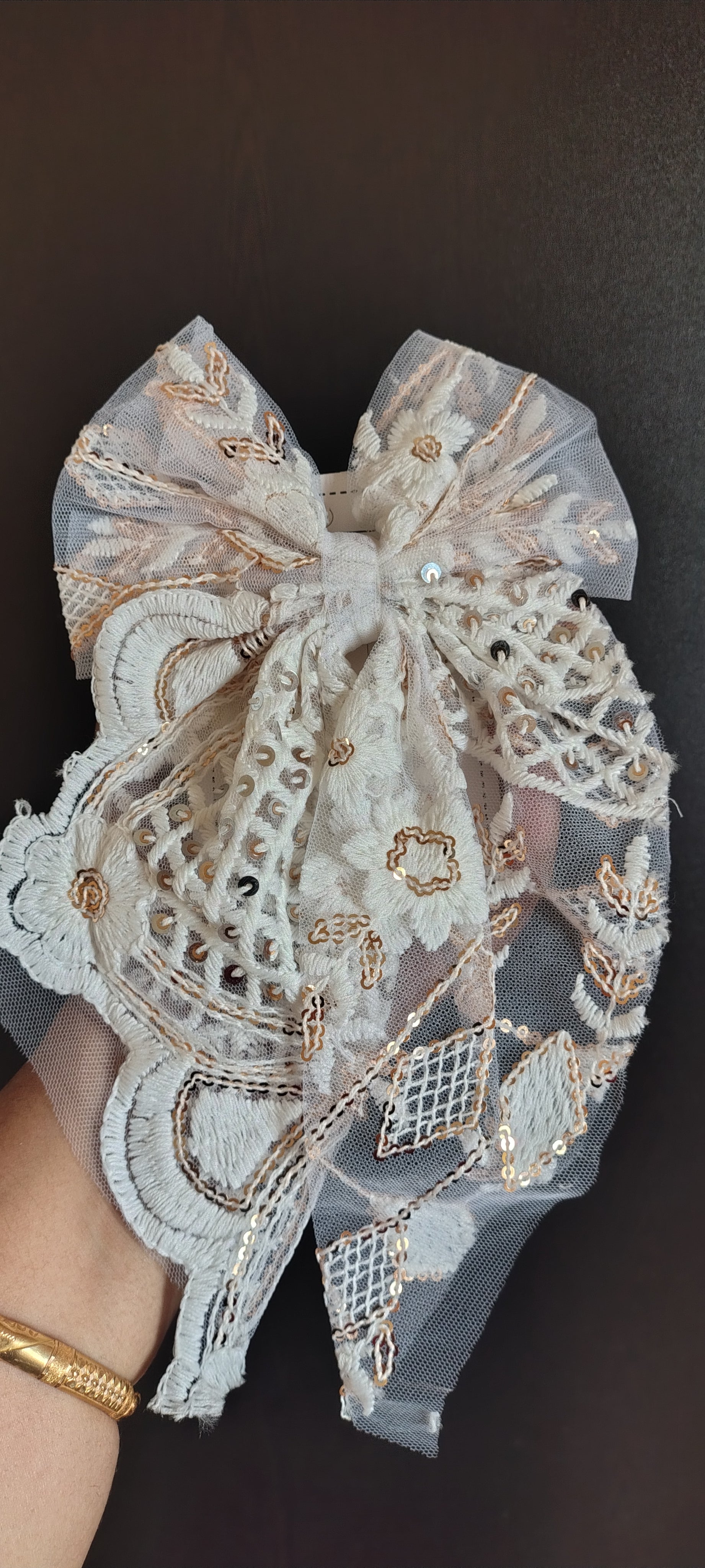 Elegant Floral Lace Hair Bow for Women & Girls