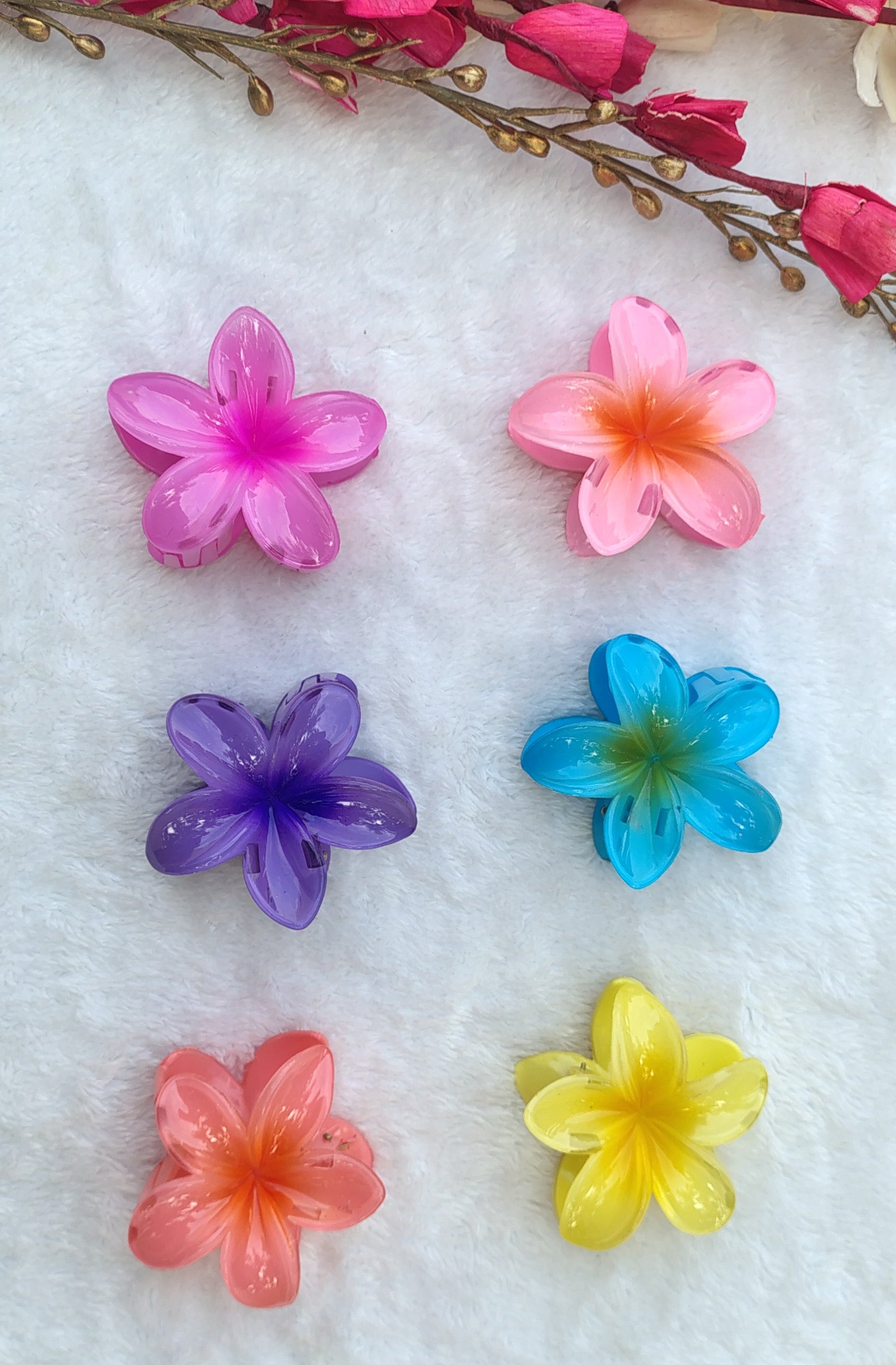 Glossy Flower Hair Clips