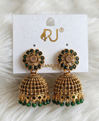 Floral Stud Antique Gold Jhumka Earrings