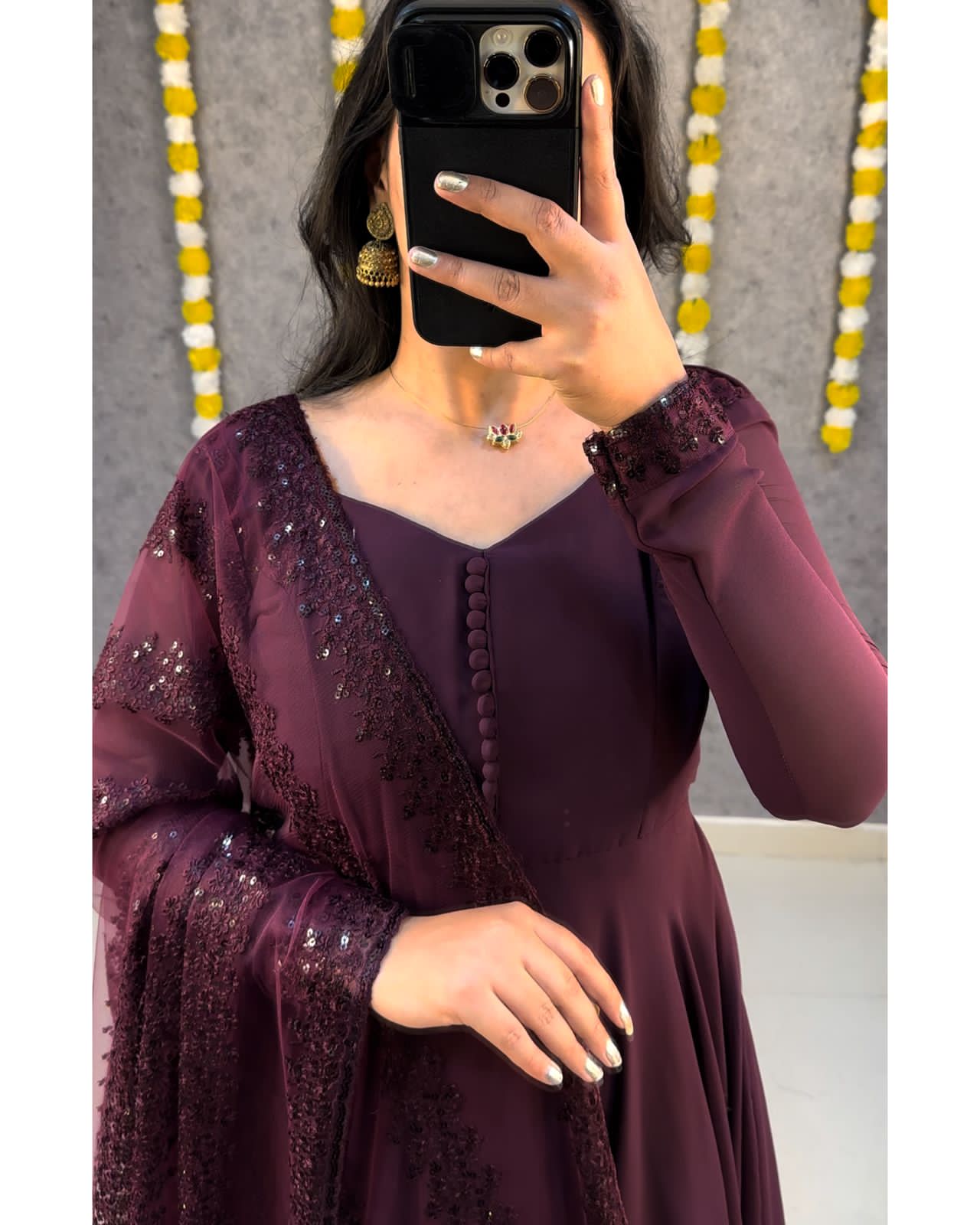 Embroidered Anarkali Set with Dupatta