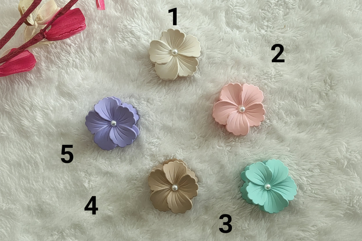 Pastel Pearl Flower Hair Clips – small size