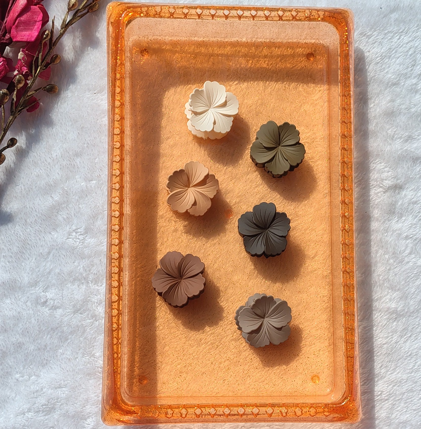 Flower Mini Hair Claw Clips Set – Elegant Matte