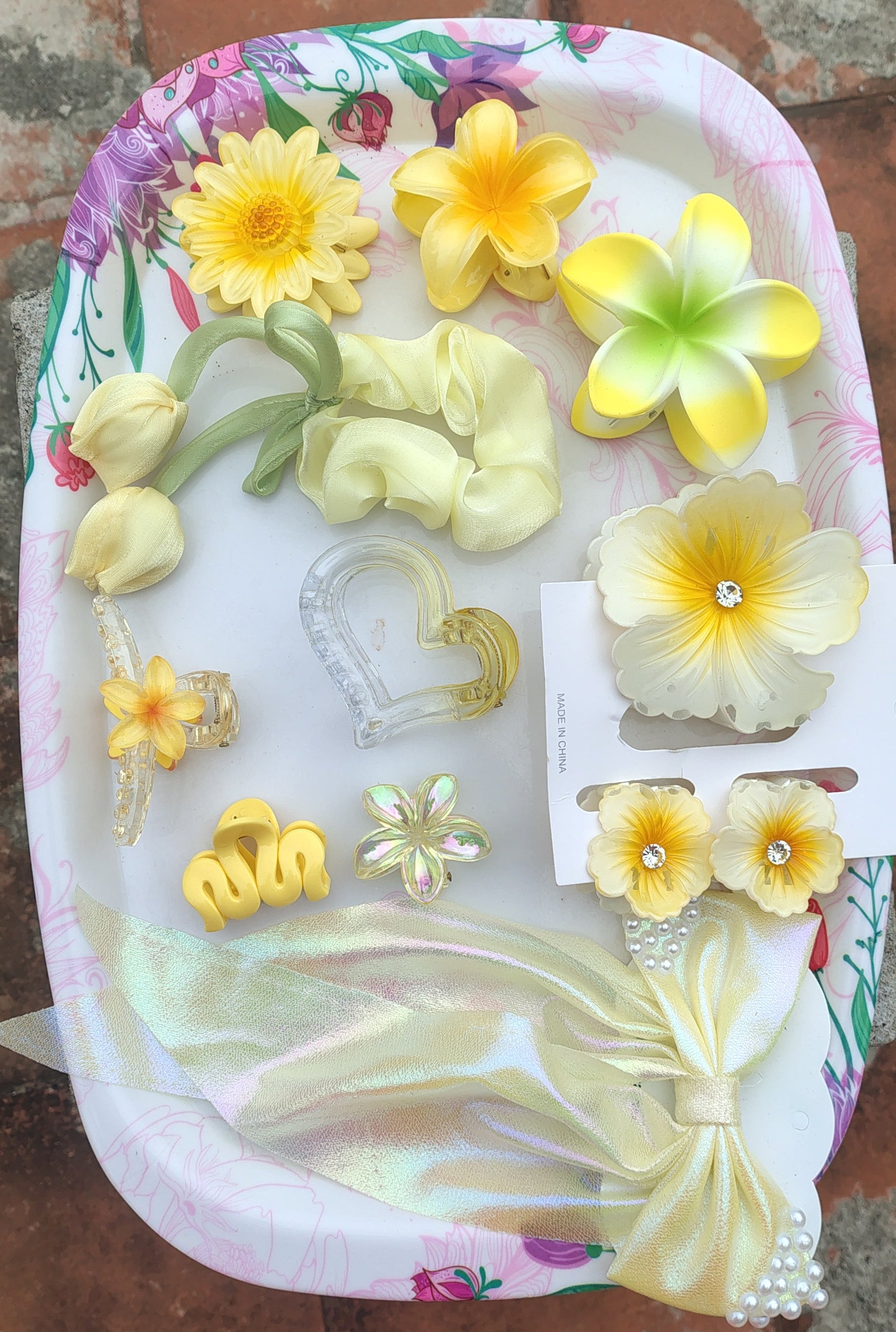 Sunshine Yellow Floral Hair Accessories Combo Set