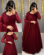 Embroidered Anarkali Set with Dupatta